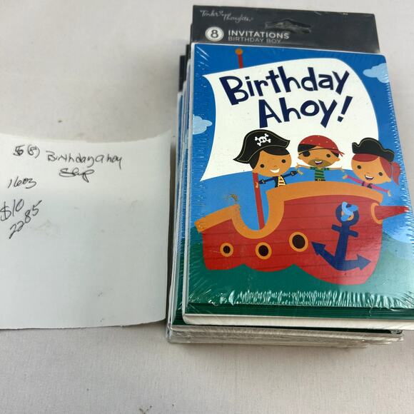 5 packs of 8 Birthday Ahoy Invitations Tender Thoughts in packages msrp 3.25 ea - Picture 4 of 6